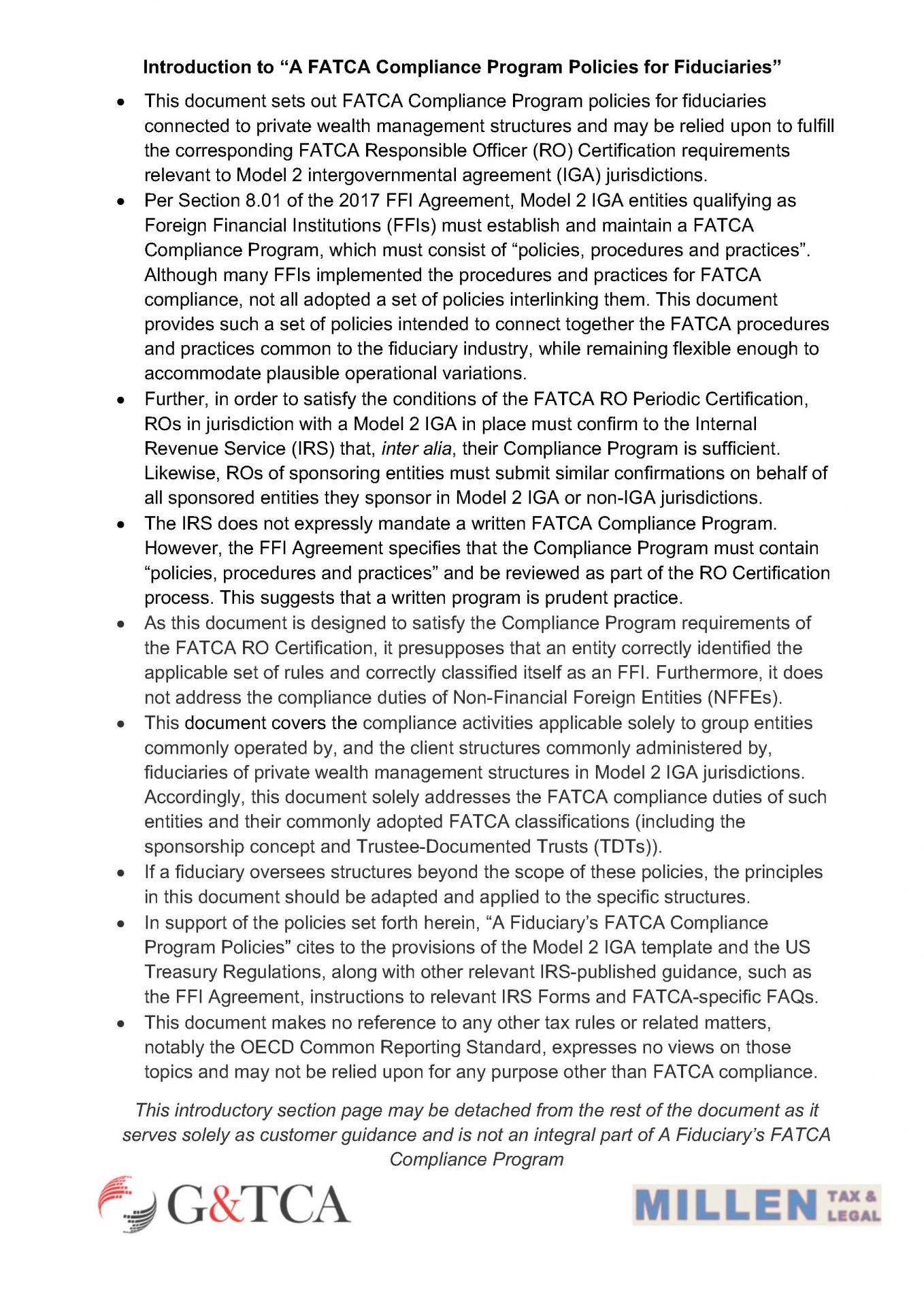 A Fiduciary’s FATCA Compliance Program Policies (RO Certification Edition)