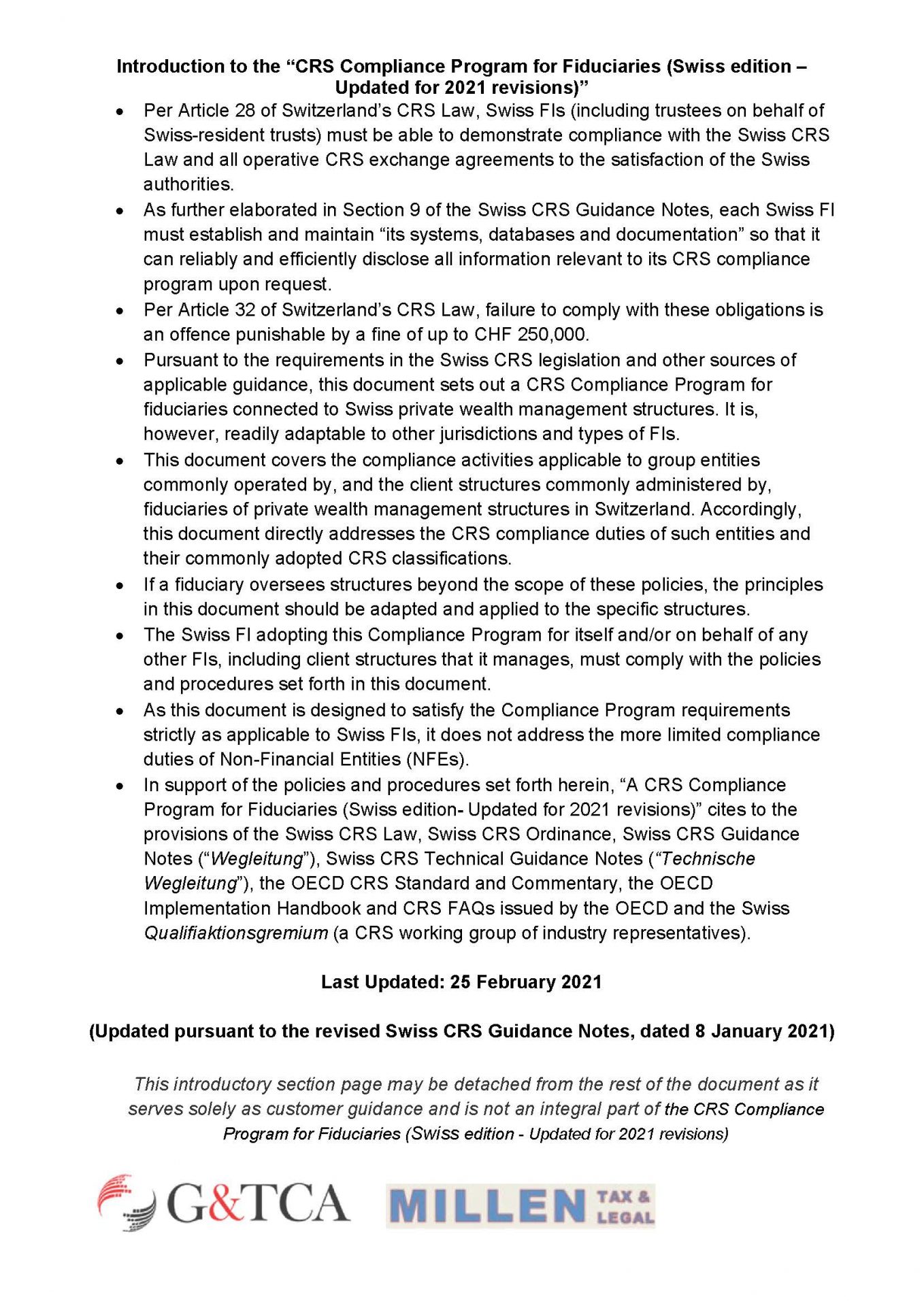A CRS Compliance Program for Fiduciaries (Swiss Edition)